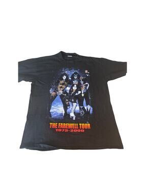Vintage Kiss Farewell Tour 1973-2000 Band Tee XL Black Double Sided Concert